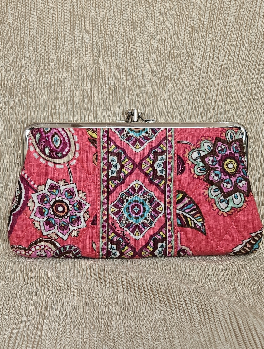 Vera Bradley Pink Paisley Snap Clutch